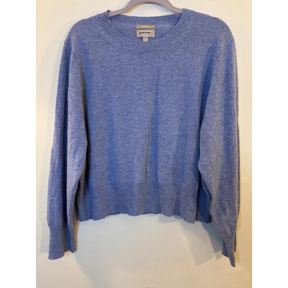 J Crew Blue Cashmere Boxy Cropped Sweater 3X